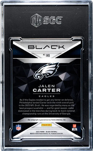 2023 Panini Black Rookie Autograph Jalen Carter Auto RC SGC 10 Auto 10 