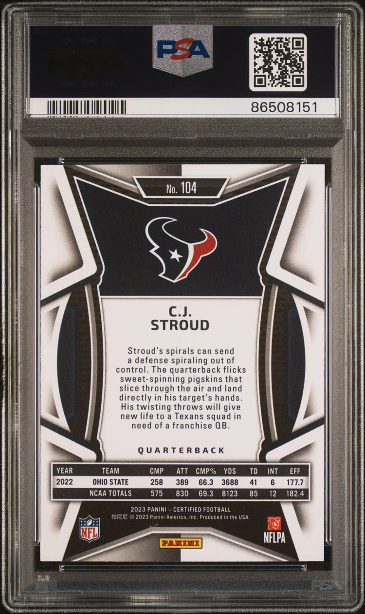 2023 Panini Certified Rookie CJ Stroud Mirror Pink /199 RC PSA 9 