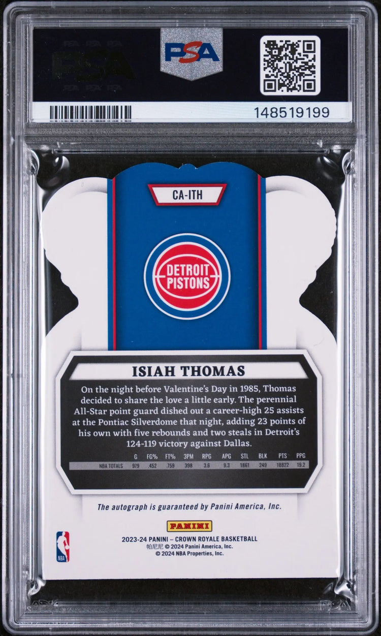 2023 Panini Crown Royale Crown Autographs Isiah Thomas Auto /75 PSA 8 