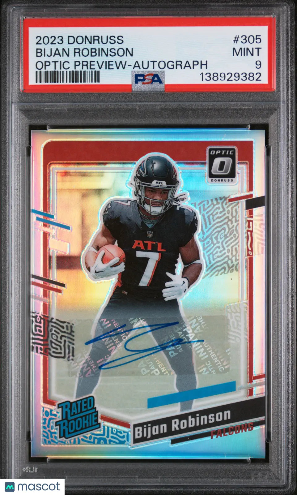 2023 Panini Donruss Bijan Robinson  Optic Preview Rookie Autograph RC Auto PSA 9 