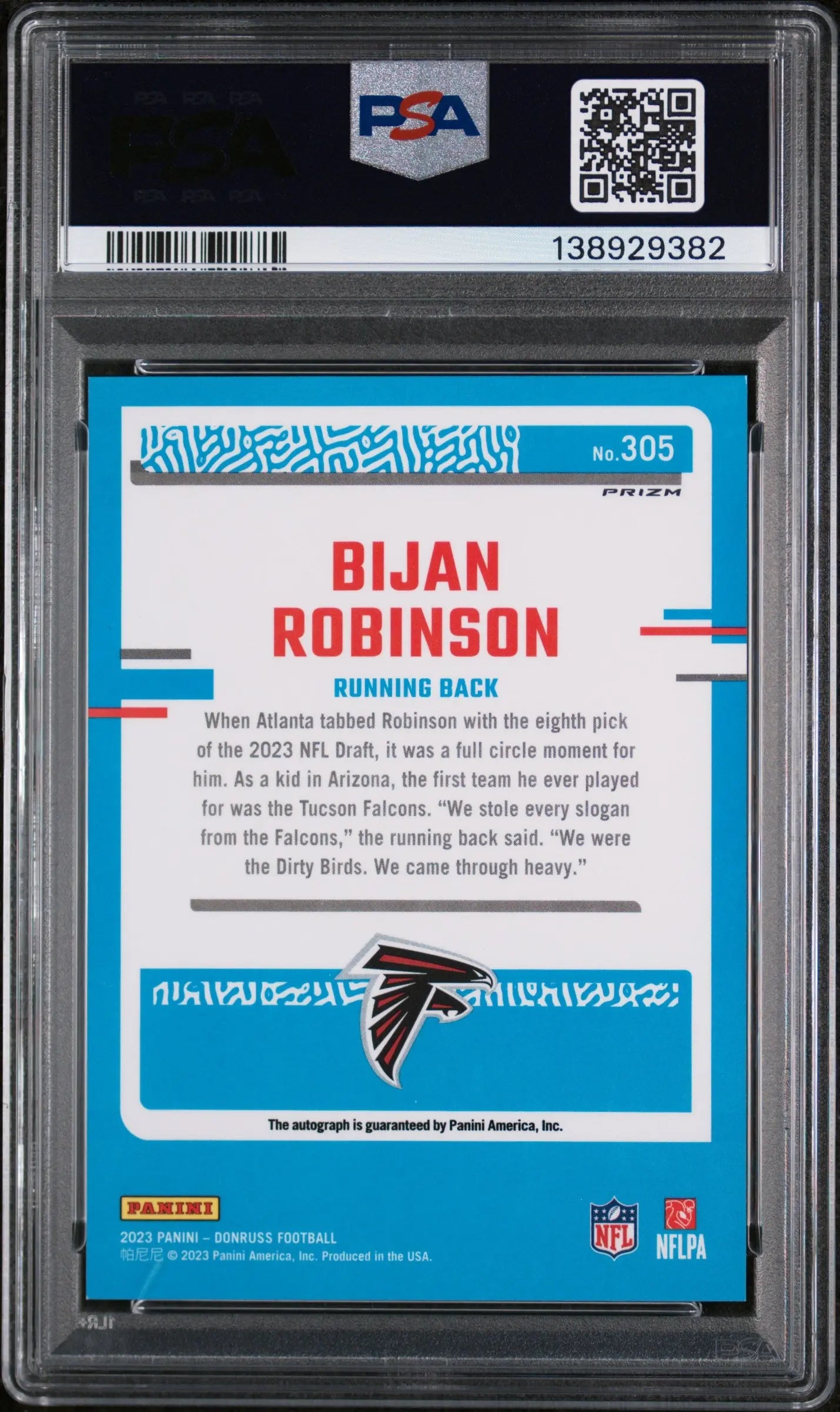 2023 Panini Donruss Bijan Robinson  Optic Preview Rookie Autograph RC Auto PSA 9 