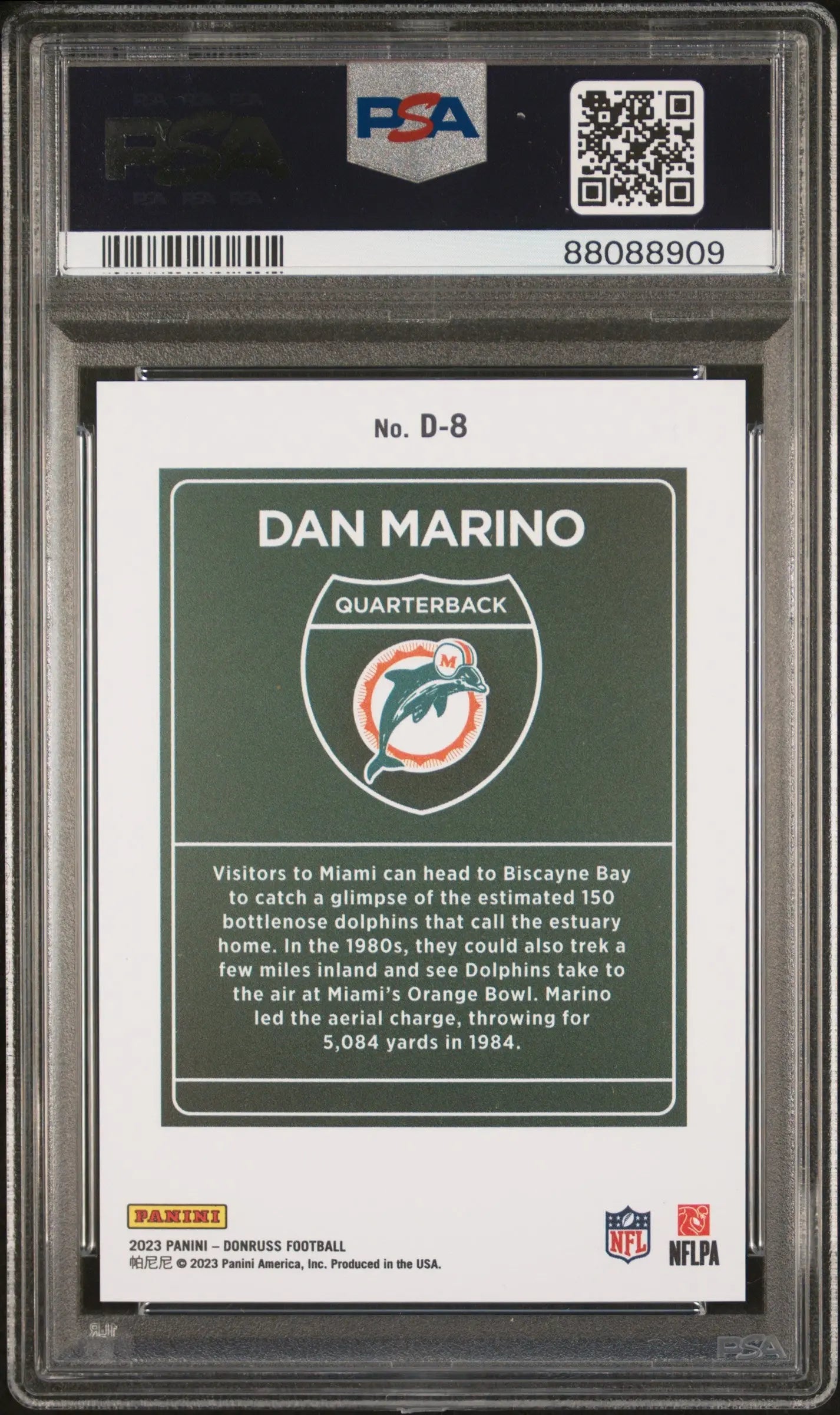 2023 Panini Donruss Downtown! Dan Marino PSA 10 