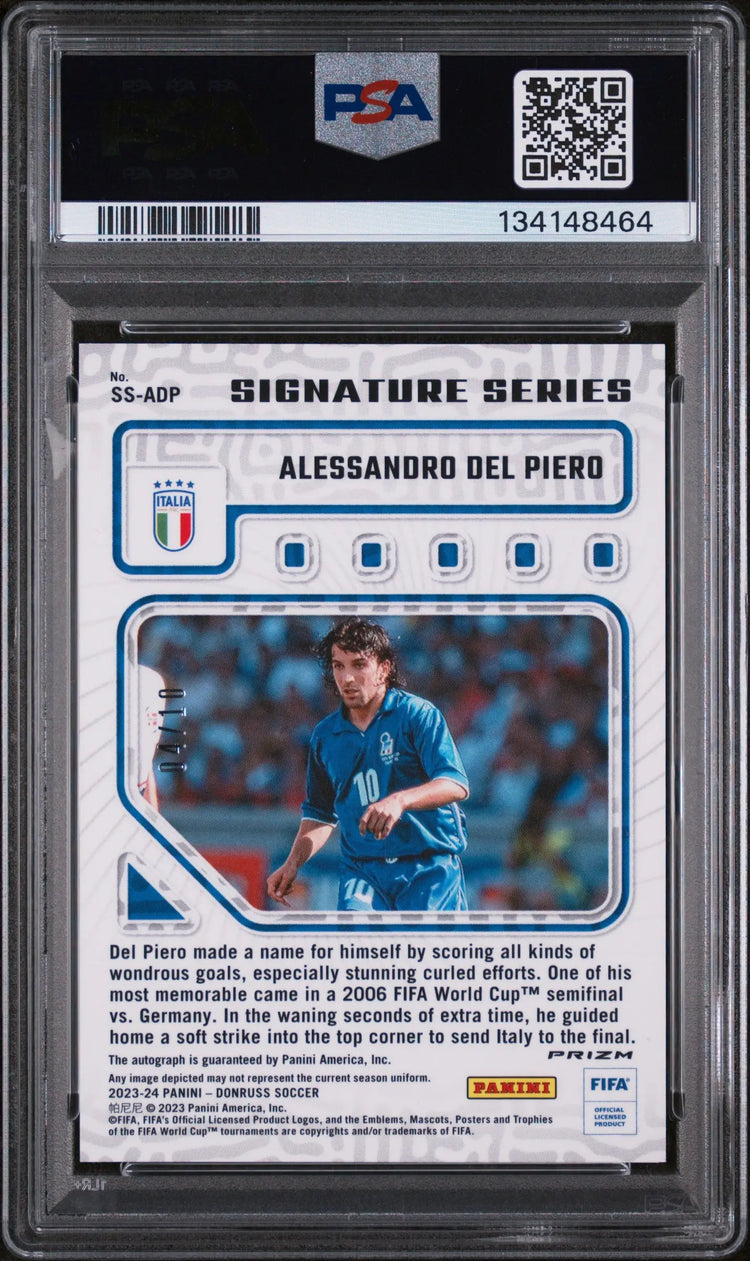 2023 Panini Donruss FIFA Dragon Signature Series Alessandro Del Piero /10 PSA A 