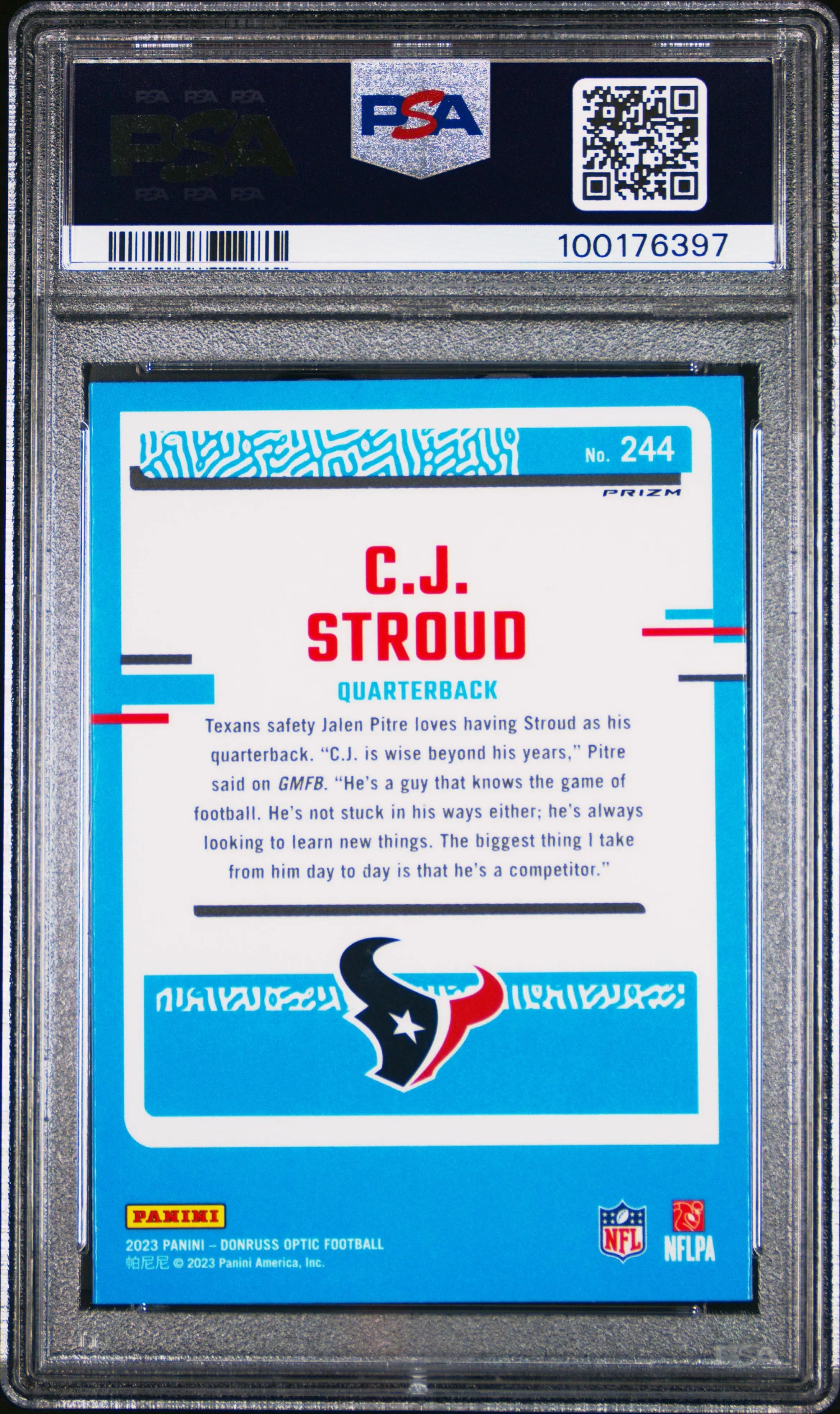 2023 Panini Donruss Optic CJ Stroud Rated Rookie RC Holo PSA 10 