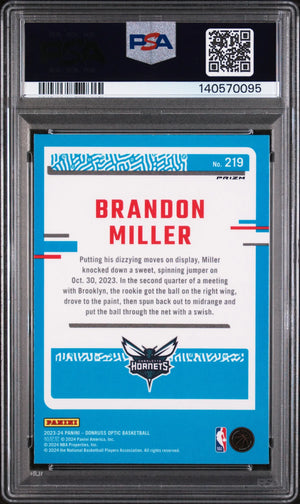 2023 Panini Donruss Optic Rated Rookie Brandon Miller Blue Velocity RC PSA 9 