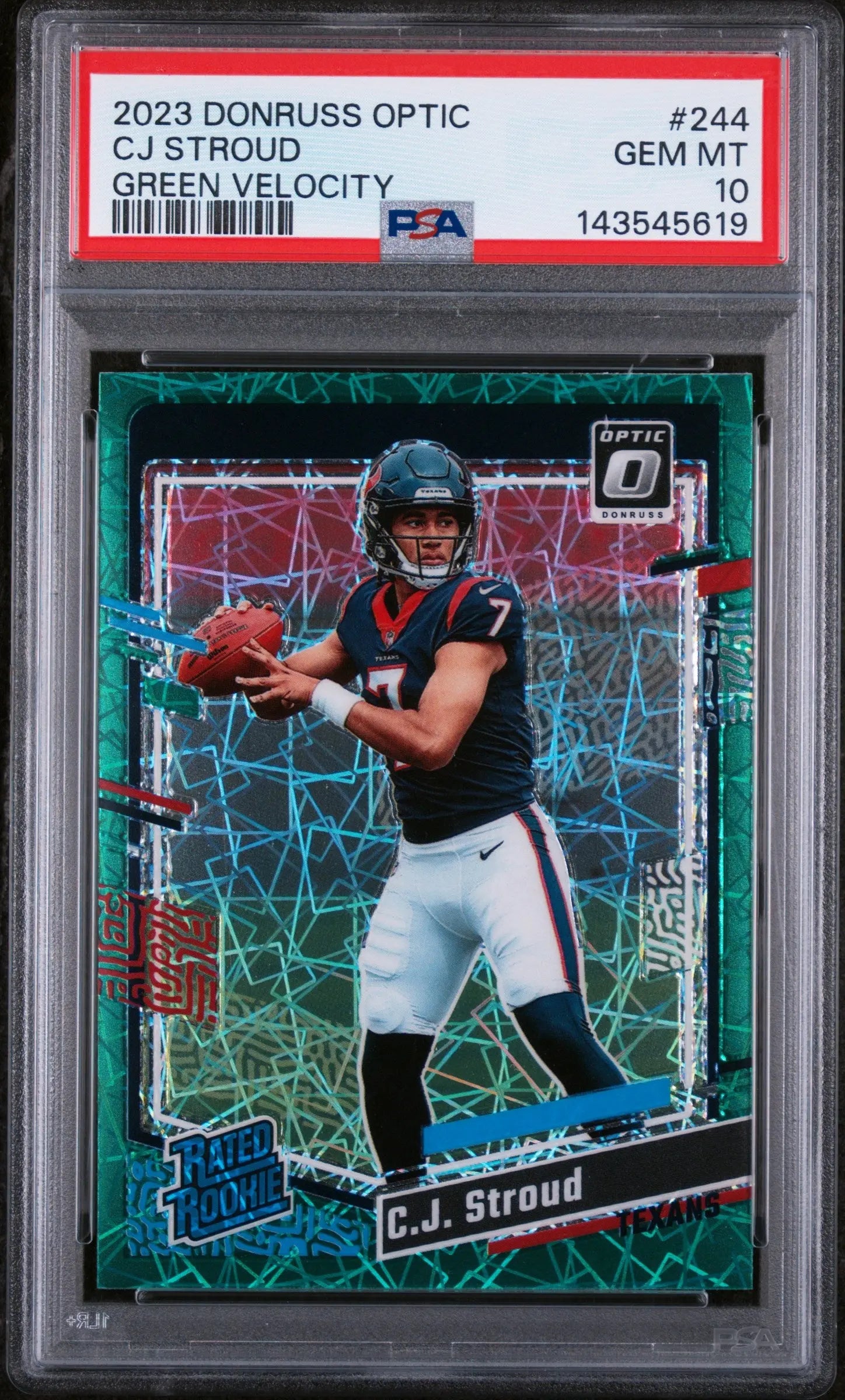 2023 Panini Donruss Optic Rated Rookie CJ Stroud Green Velocity RC PSA 10 