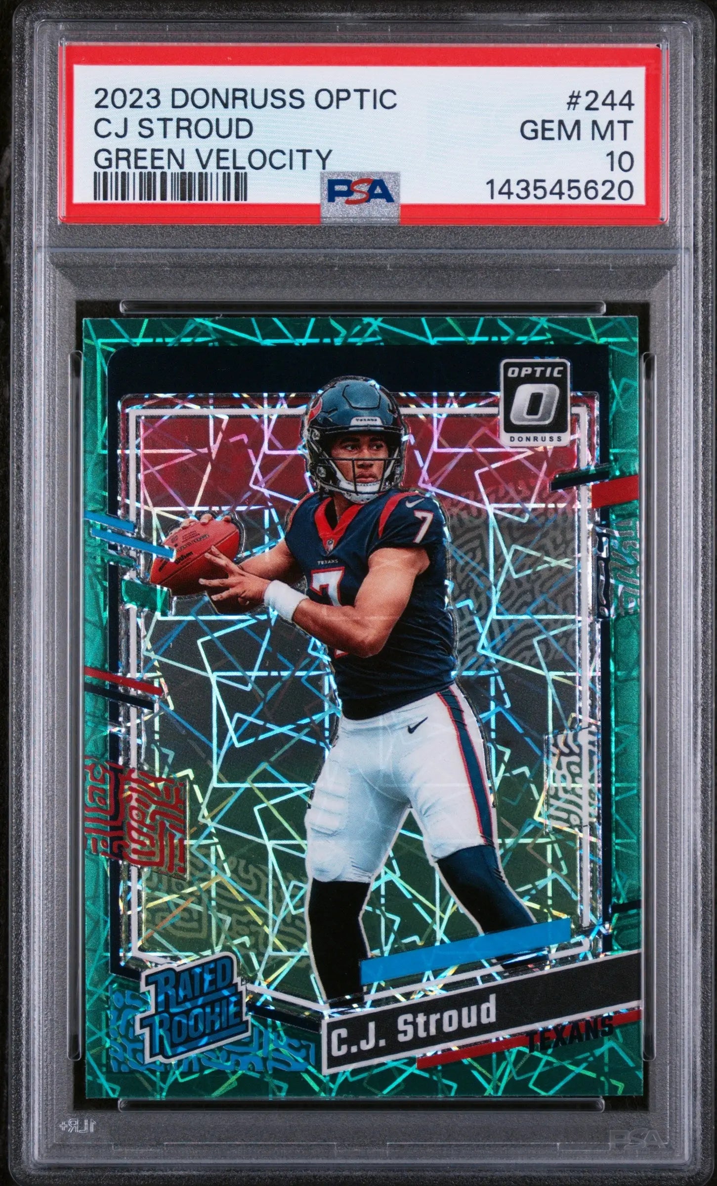 2023 Panini Donruss Optic Rated Rookie CJ Stroud Green Velocity RC PSA 10 