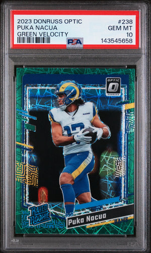 2023 Panini Donruss Optic Rated Rookie Puka Nacua Green Velocity RC PSA 10 