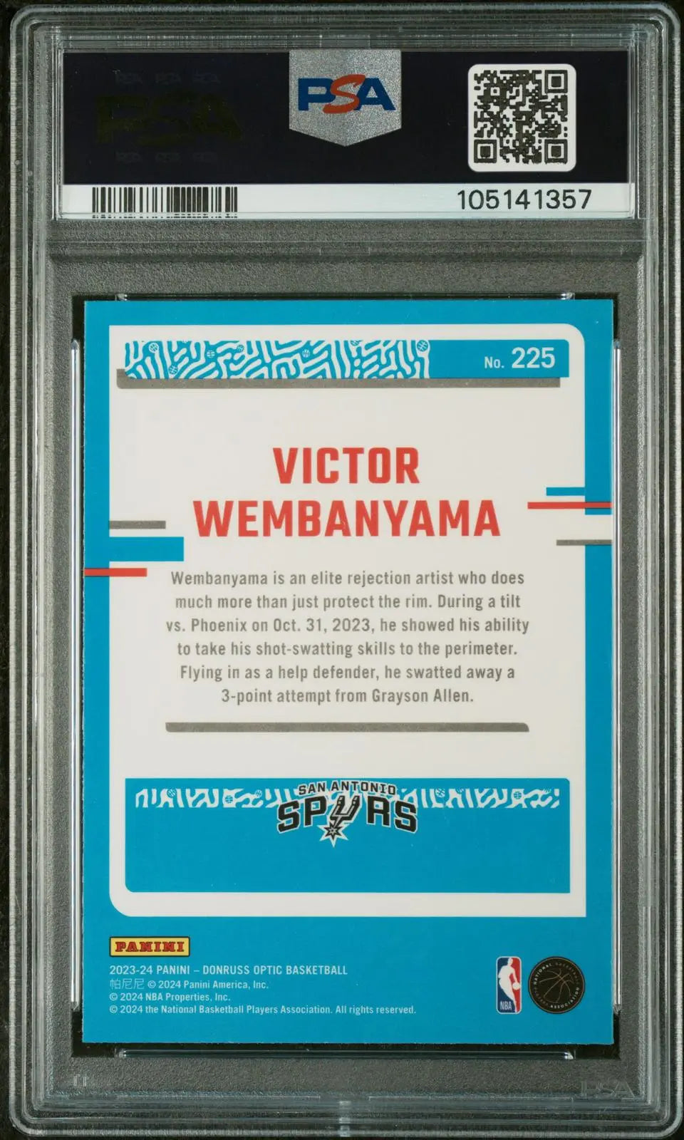 2023 Panini Donruss Optic Rated Rookie Victor Wembanyama RC PSA 10 