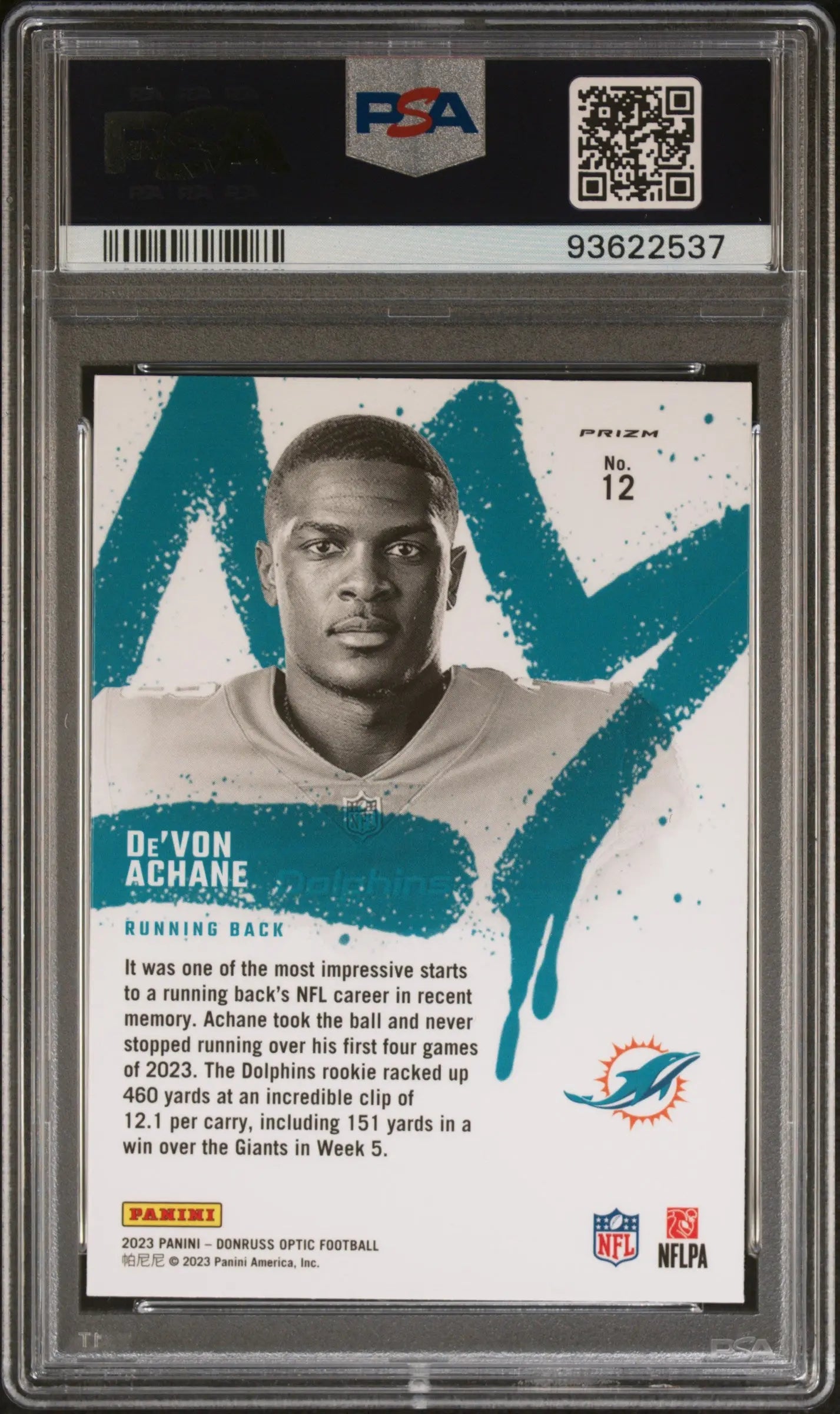 2023 Panini Donruss Optic Rookie Kings De'von Achane #12 PSA 10 