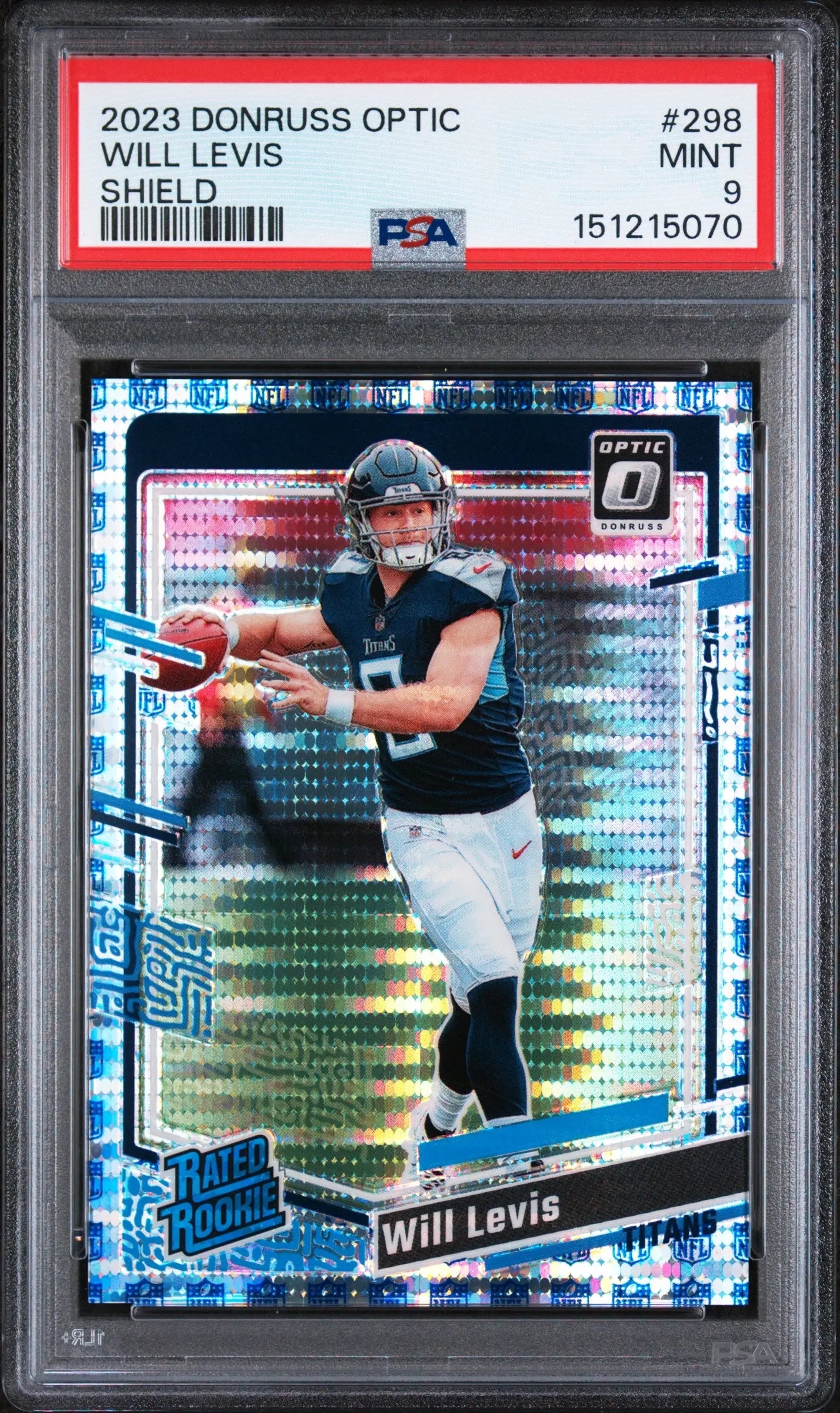 2023 Panini Donruss Optic Rookie Will Levis Shield /32 RC PSA 9 