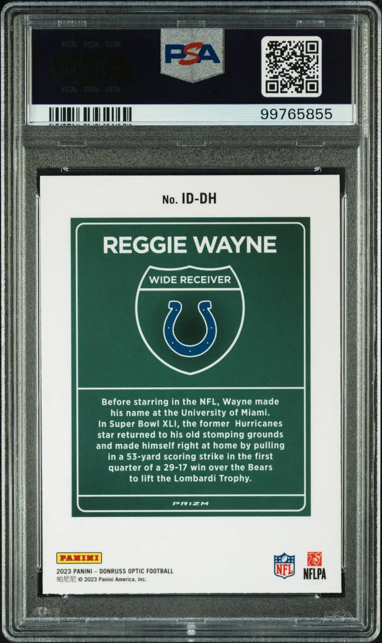 2023 Panini Donruss Optic Super Bowl Downtown Reggie Wayne PSA 10 