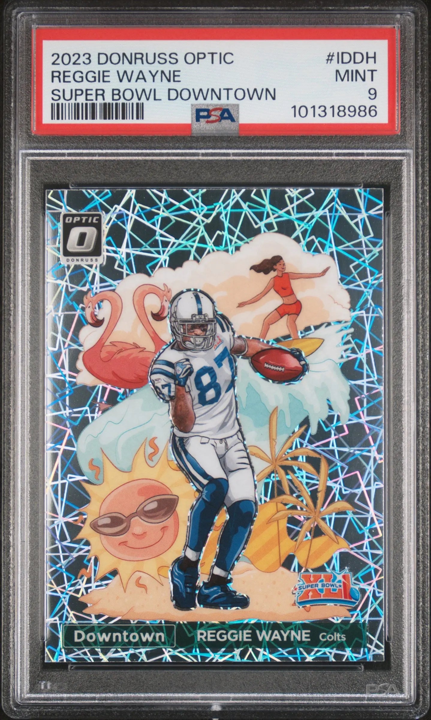 2023 Panini Donruss Optic Super Bowl Downtown Reggie Wayne PSA 9 