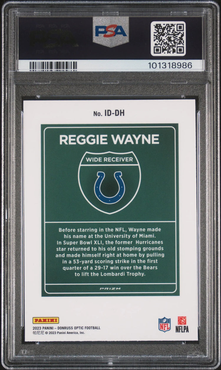 2023 Panini Donruss Optic Super Bowl Downtown Reggie Wayne PSA 9 