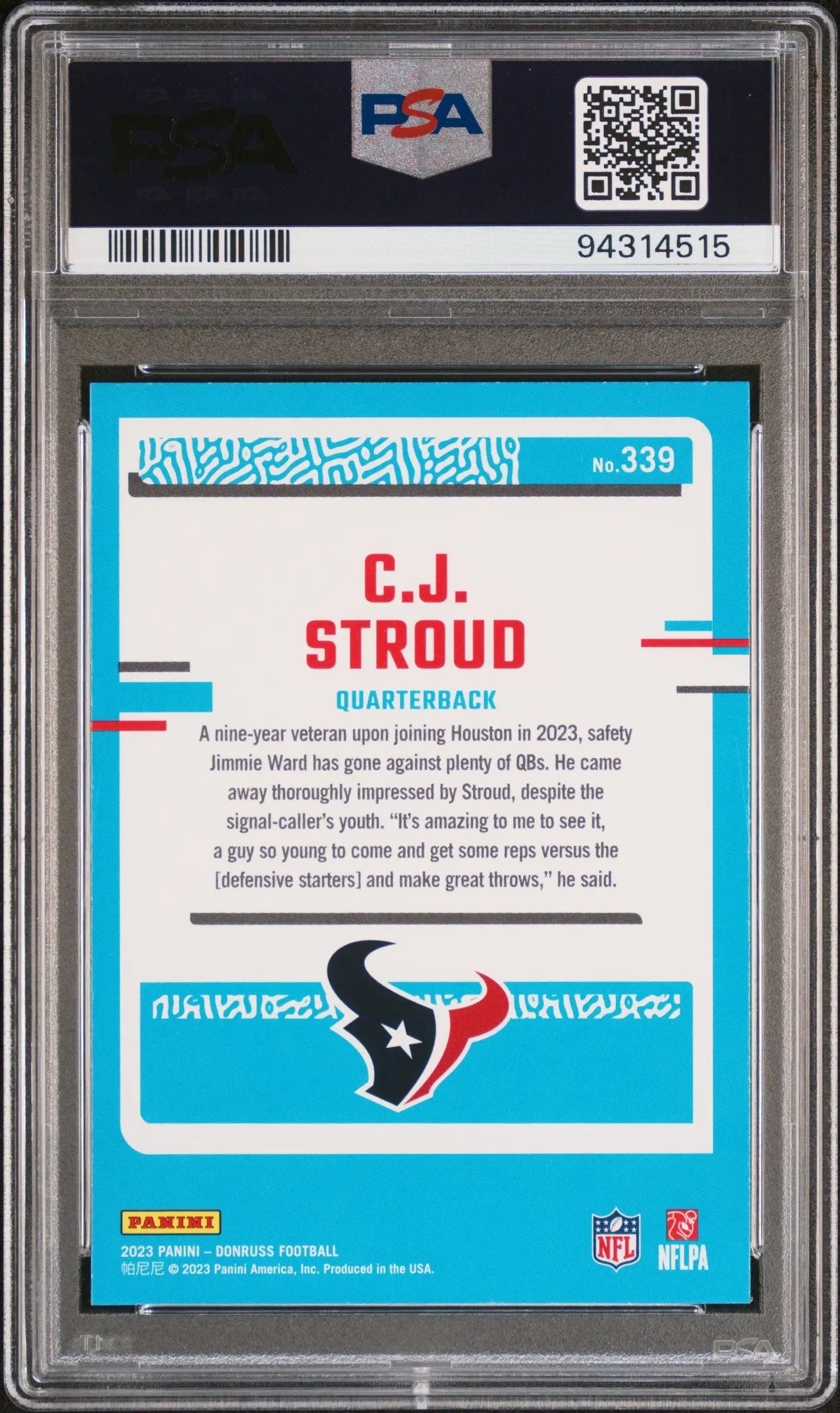 2023 Panini Donruss Rated Rookie CJ Stroud RC PSA 10 