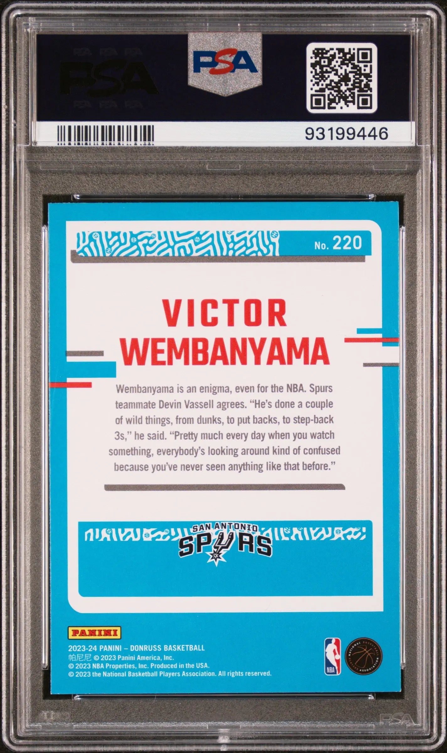 2023 Panini Donruss Rated Rookie Victor Wembanyama Holo Green Laser RC PSA 10 