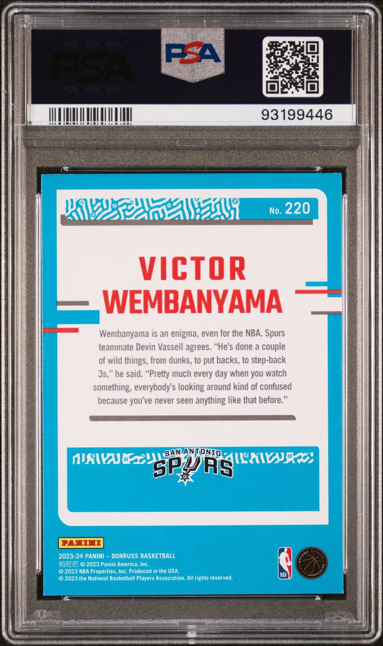 2023 Panini Donruss Rated Rookie Victor Wembanyama Holo Green Laser RC PSA 10 