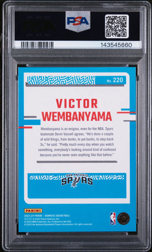 2023 Panini Donruss Rated Rookie Victor Wembanyama Holo Green Laser RC PSA 8 