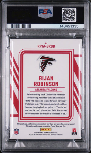 2023 Panini Donruss Rookie Phenom Jersey Autographs Bijan Robinson Auto/99 PSA10 
