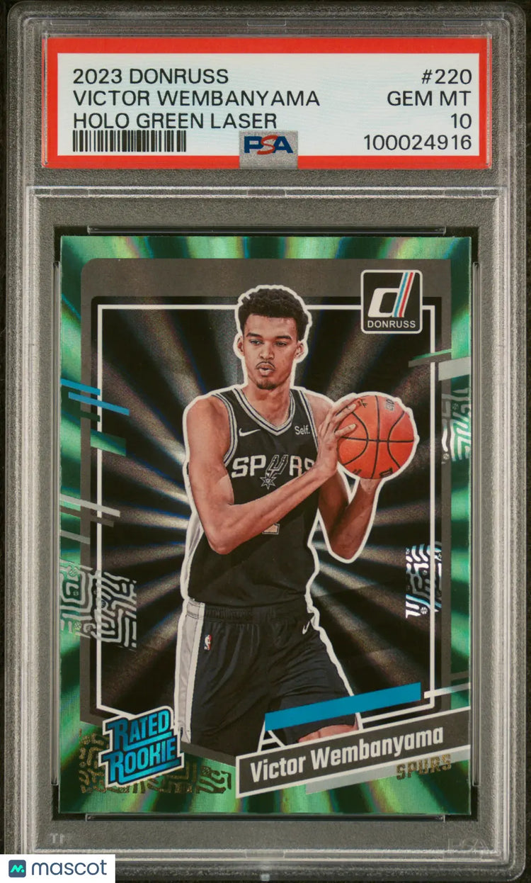 2023 Panini Donruss Victor Wembanyama Rated Rookie Holo Green Laser PSA 10 
