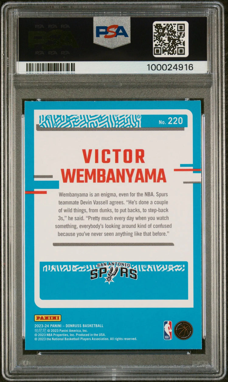 2023 Panini Donruss Victor Wembanyama Rated Rookie Holo Green Laser PSA 10 