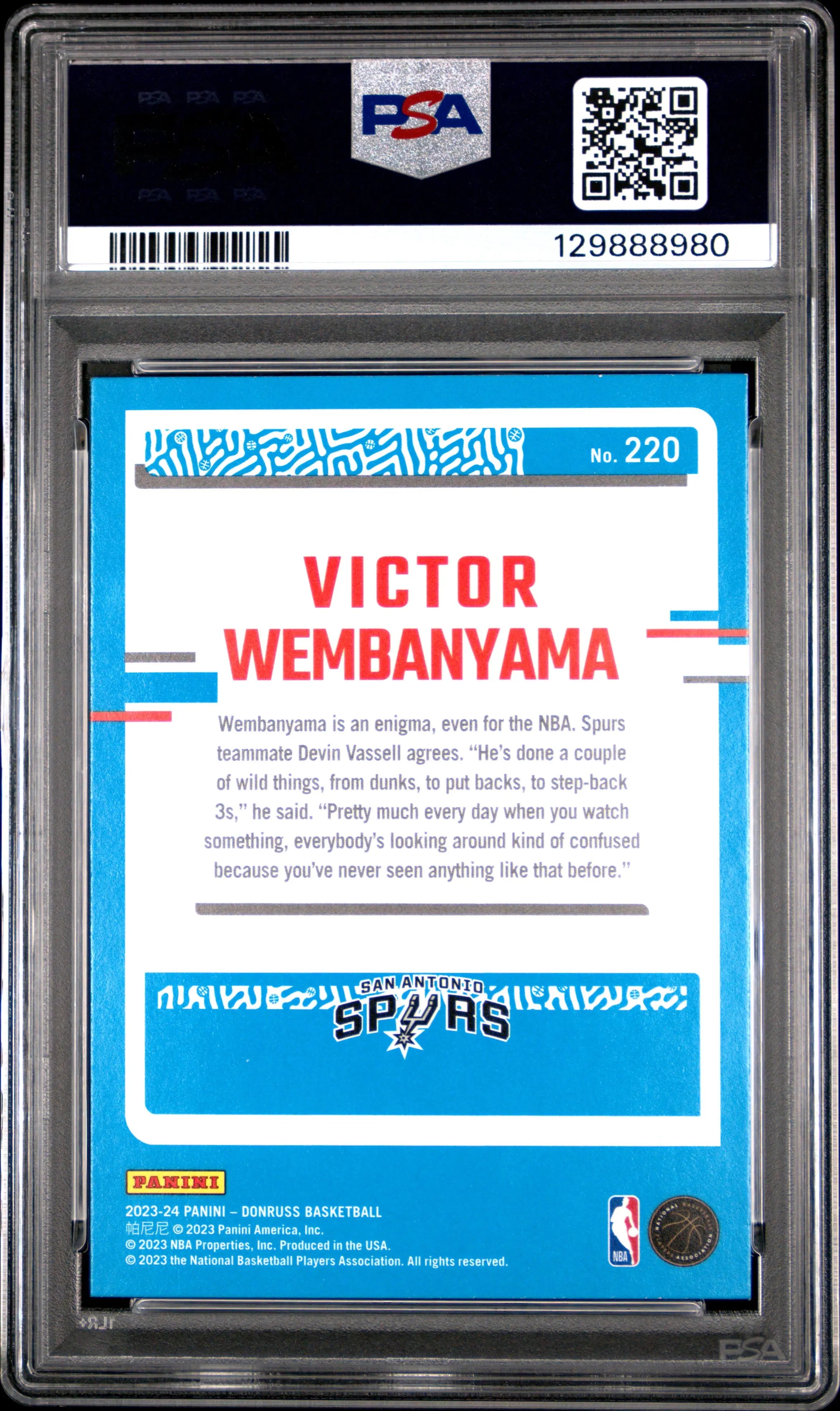 2023 Panini Donruss Victor Wembanyama Rated Rookie RC Red PSA 9 