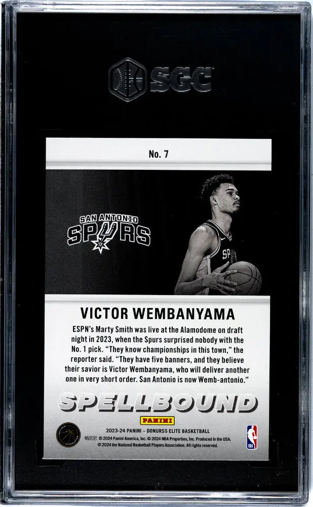 2023 Panini Elite Basketball Victor Wembanyama RC Spellbound Letter "Y" SGC 10 