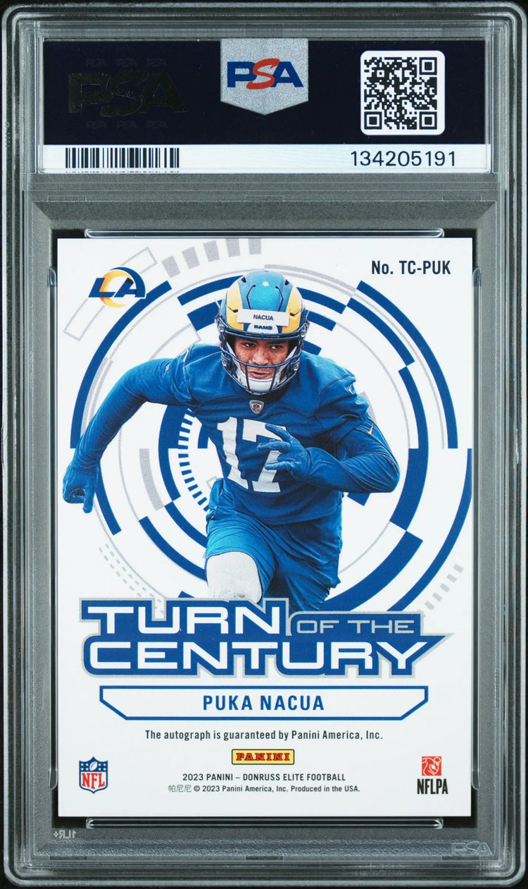 2023 Panini  Elite Turn Of The Century Autograph Rookie Puka Nacua /249 RC PSA 8 