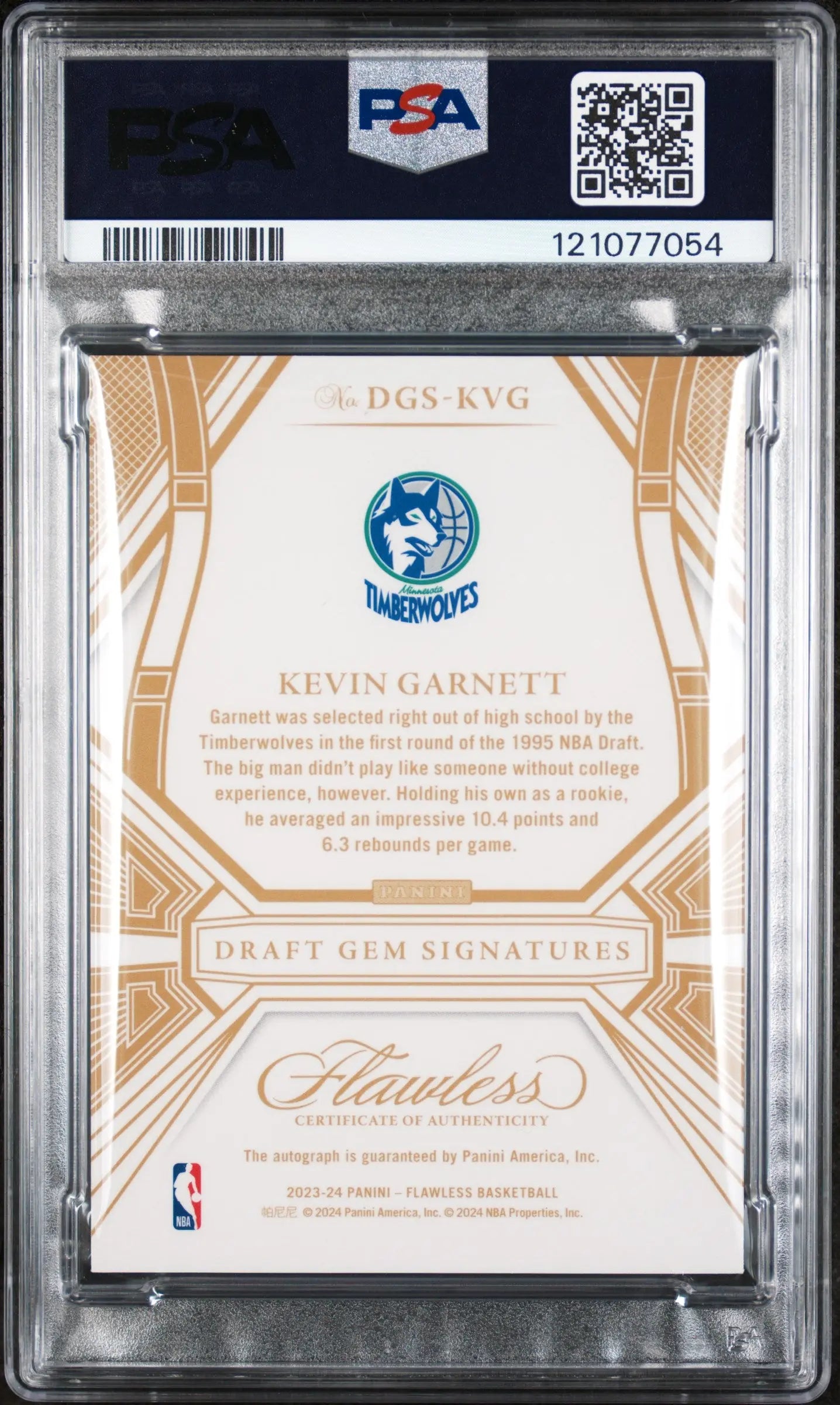 2023 Panini Flawless Draft Gem Signatures Autograph Kevin Garnett Auto /25 PSA 8 