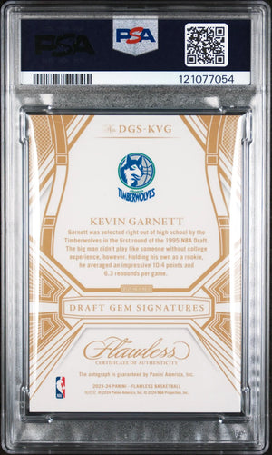 2023 Panini Flawless Draft Gem Signatures Autograph Kevin Garnett Auto /25 PSA 8 