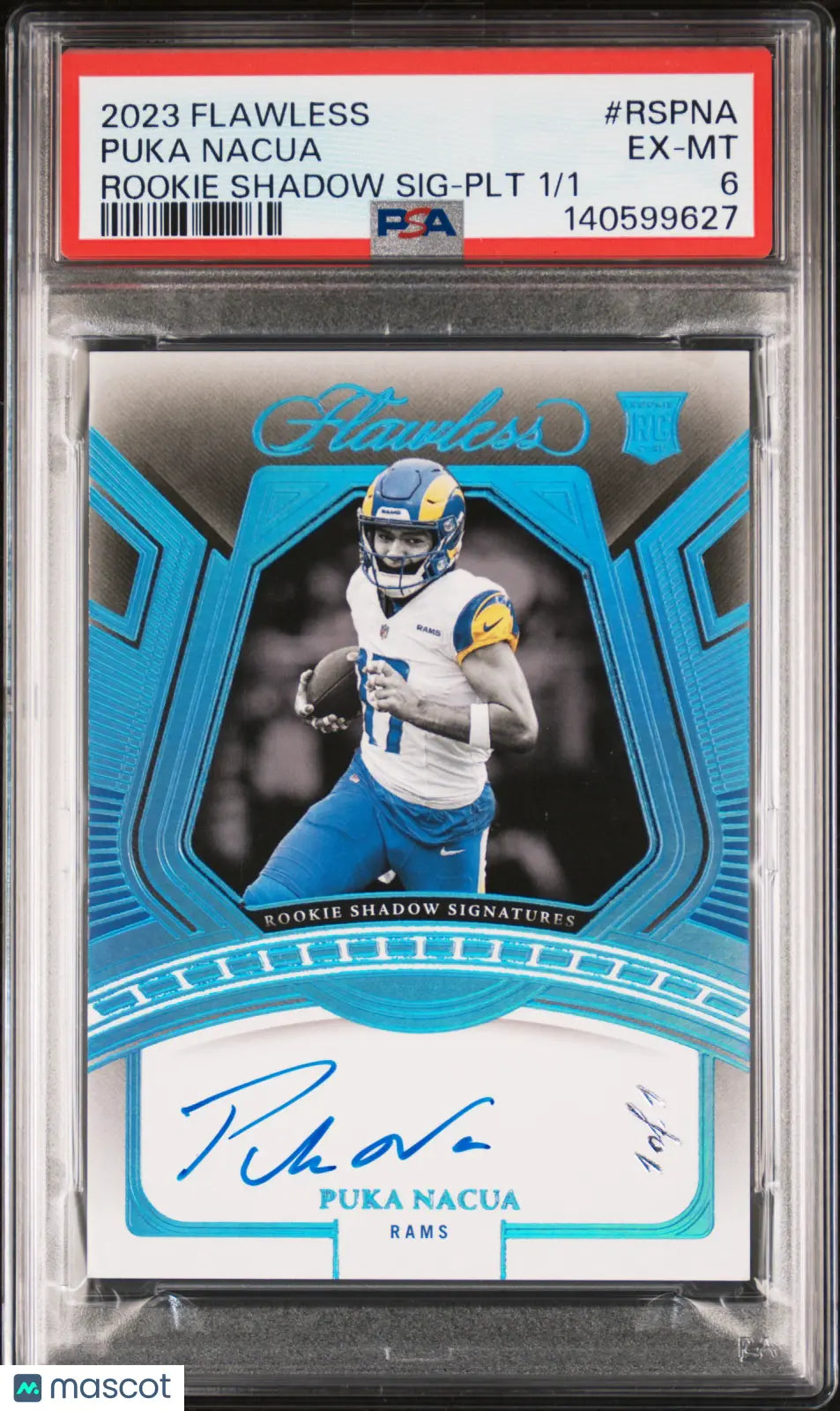 2023 Panini Flawless Rookie Shadow Signatures Autograph Puka Nacua PLT 1/1 PSA 6 