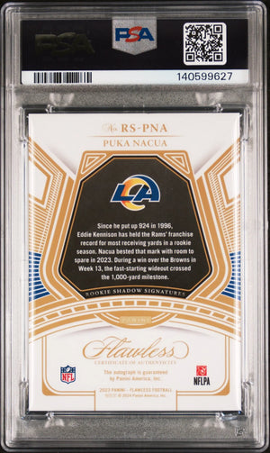 2023 Panini Flawless Rookie Shadow Signatures Autograph Puka Nacua PLT 1/1 PSA 6 