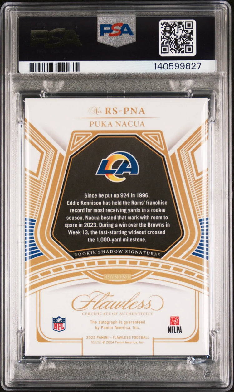 2023 Panini Flawless Rookie Shadow Signatures Autograph Puka Nacua PLT 1/1 PSA 6 