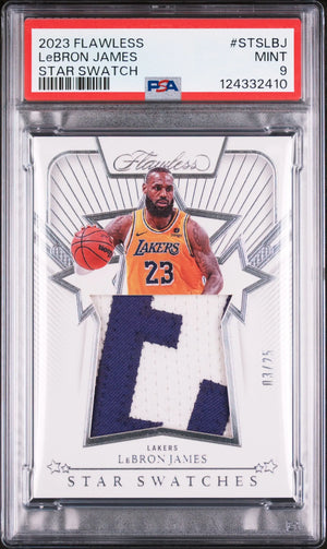 2023 Panini Flawless Star Swatches #STSLBJ Lebron James Star Swatch /25 PSA 9 