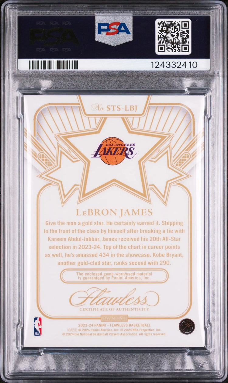2023 Panini Flawless Star Swatches #STSLBJ Lebron James Star Swatch /25 PSA 9 