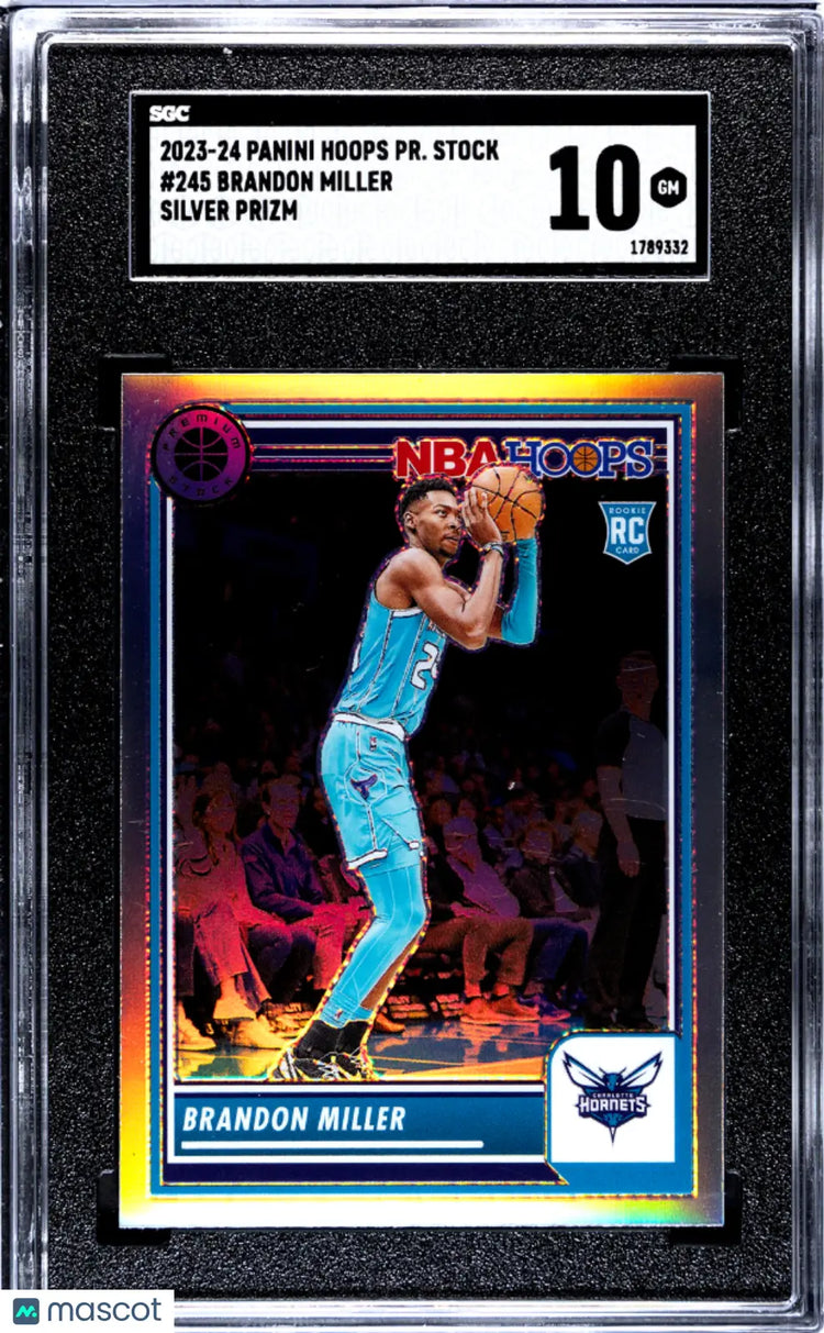 2023 Panini Hoops Premium Stock Brandon Miller RC Rookie Silver Prizm SGC 10 