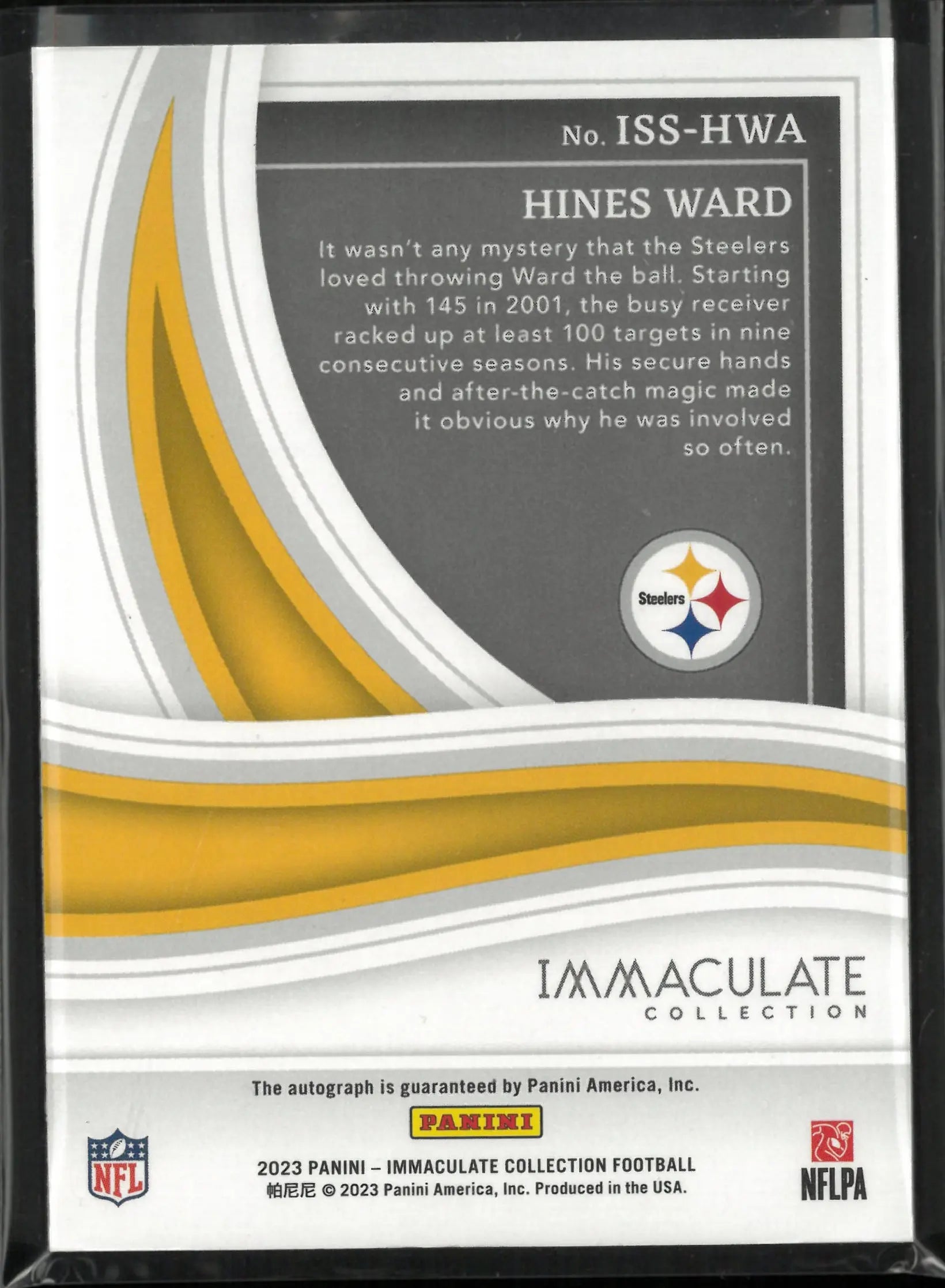2023 Panini Immaculate Steelers Signed Hines Ward Autograph Auto /49 