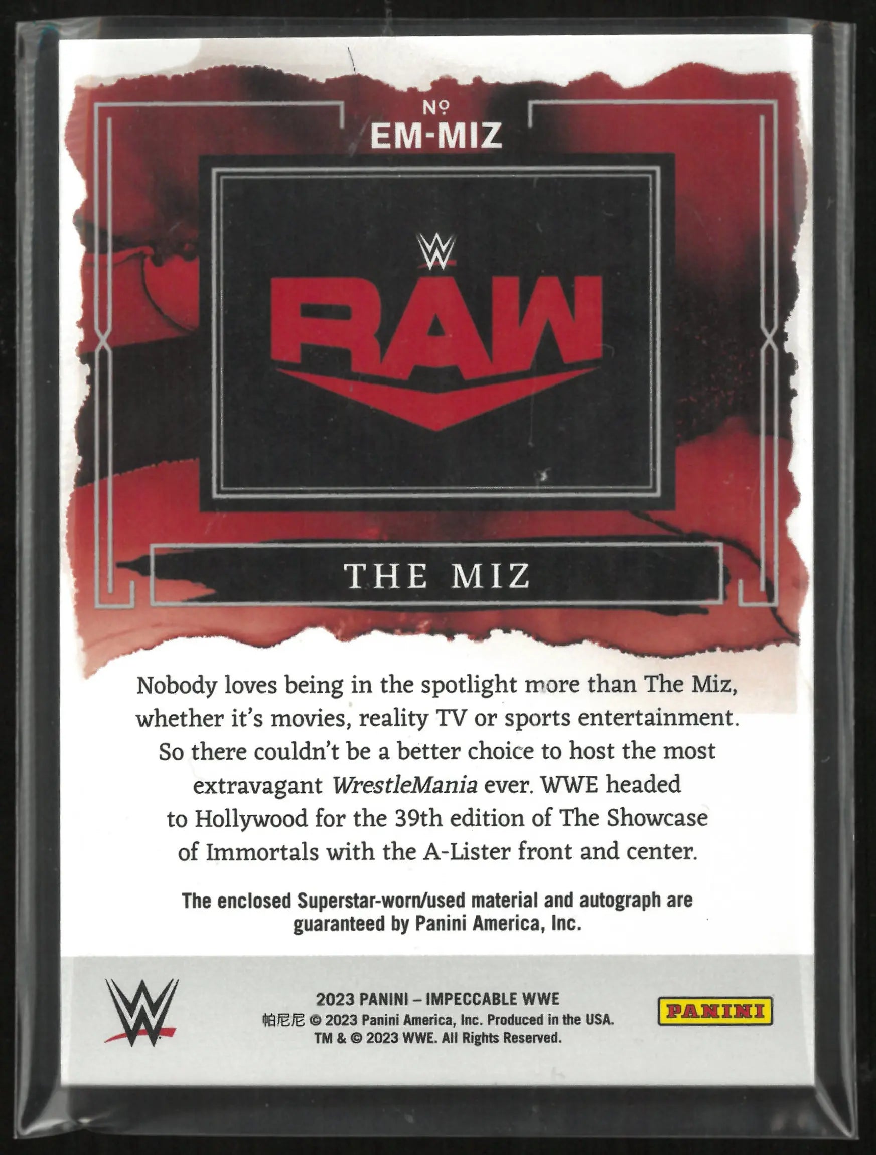 2023 Panini Impeccable WWE Elegance The Miz Autograph Auto /25 