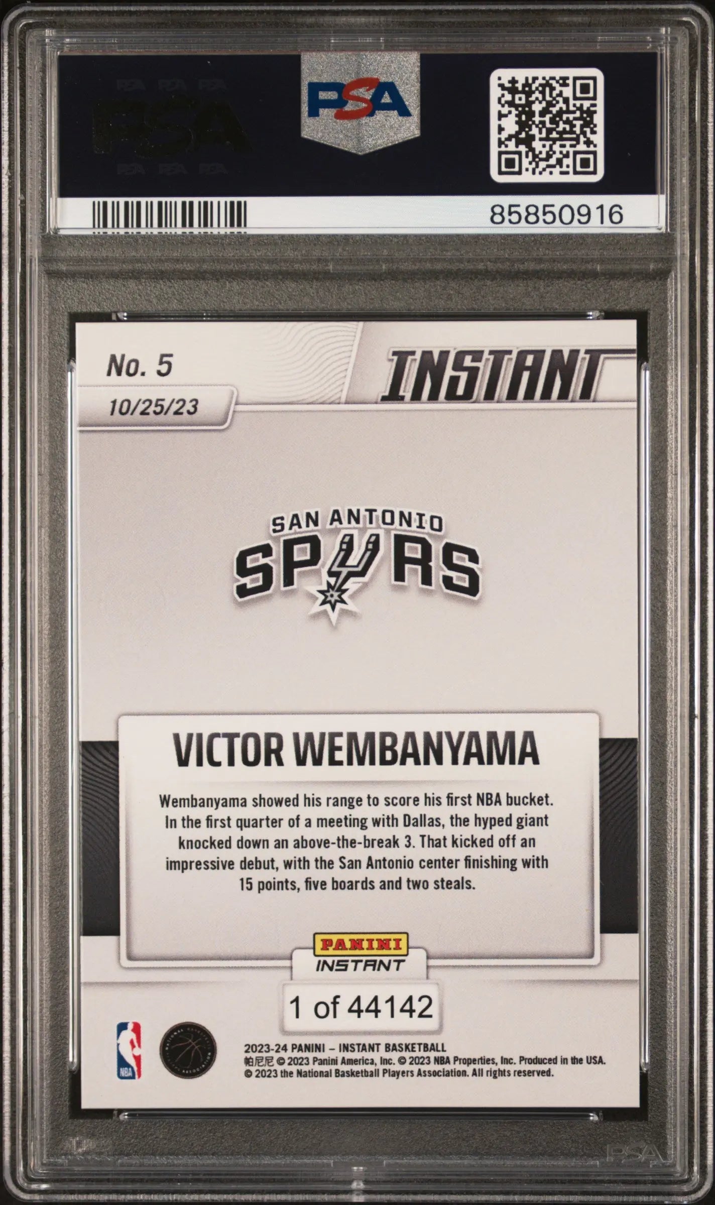 2023 Panini Instant Basketball Victor Wembanyama RC Rookie #5 PSA 10 
