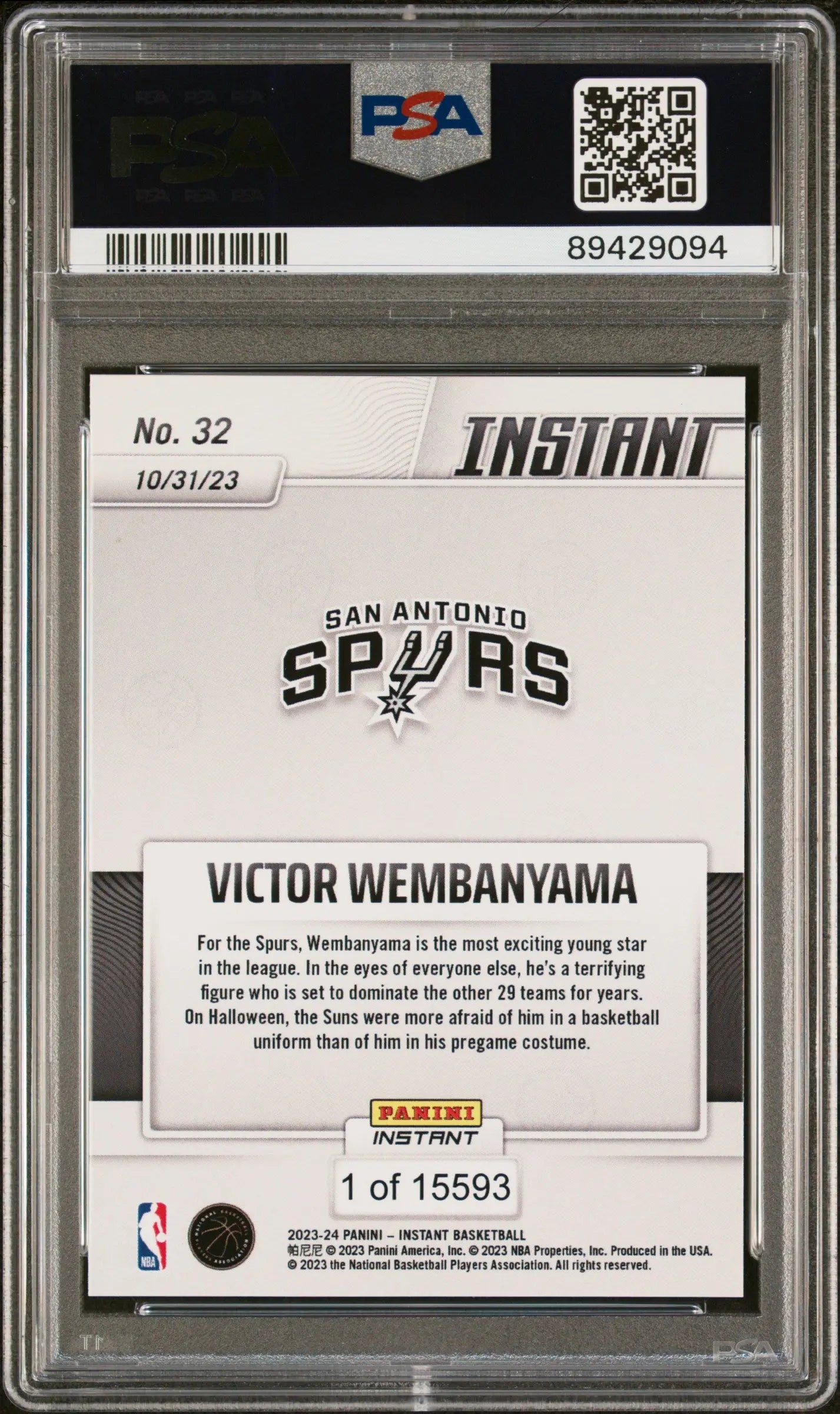 2023 Panini Instant Rookie Victor Wembanyama RC PSA 9 