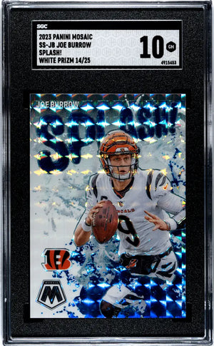 2023 Panini Mosaic Football Joe Burrow Splash White Prizm SGC 10 /25 