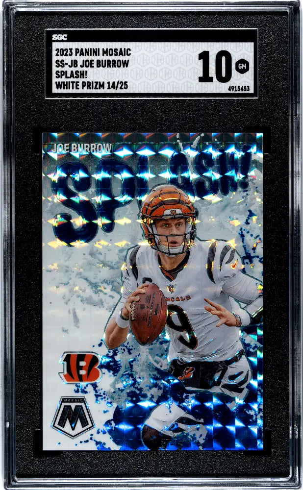 2023 Panini Mosaic Football Joe Burrow Splash White Prizm SGC 10 /25 