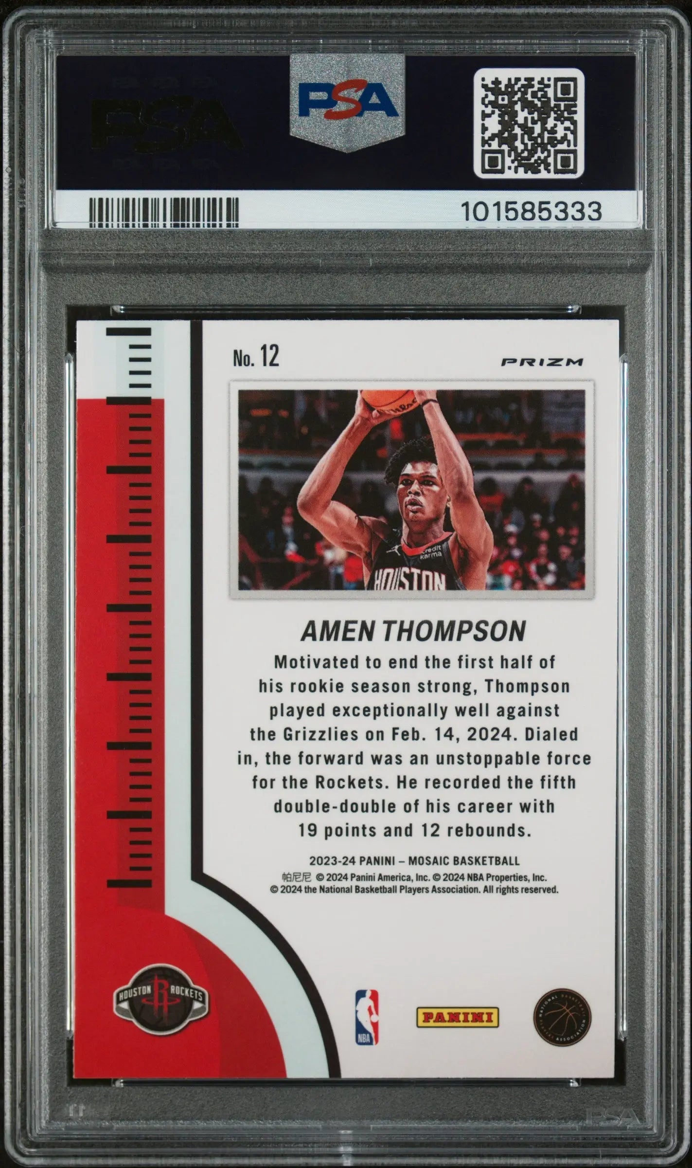2023 Panini Mosaic Heat Check Amen Thompson #12 PSA 10 