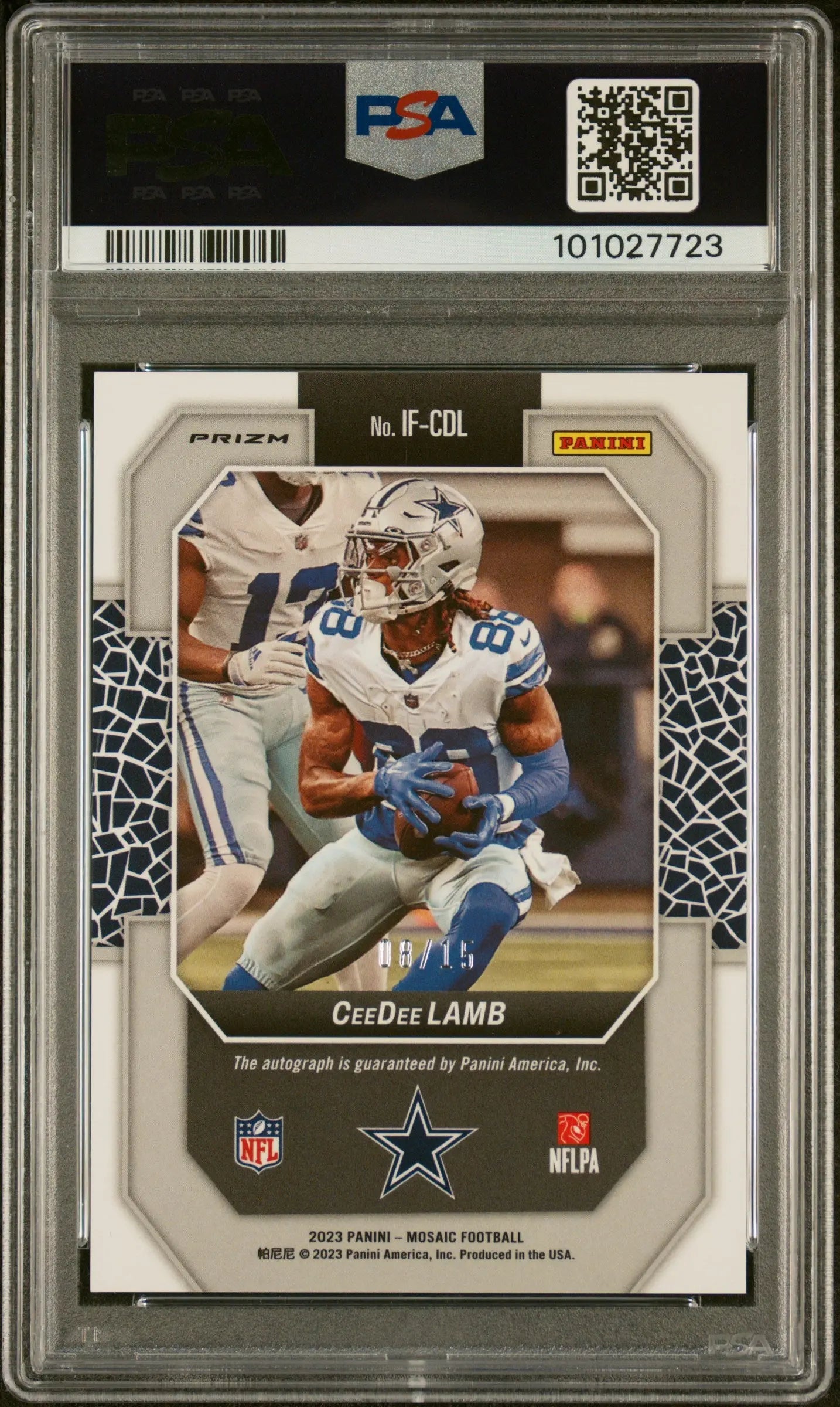 2023 Panini Mosaic In Focus Signature Auto Ceedee Lamb White PSA 10 /15 