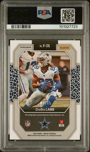 2023 Panini Mosaic In Focus Signature Auto Ceedee Lamb White PSA 10 /15 