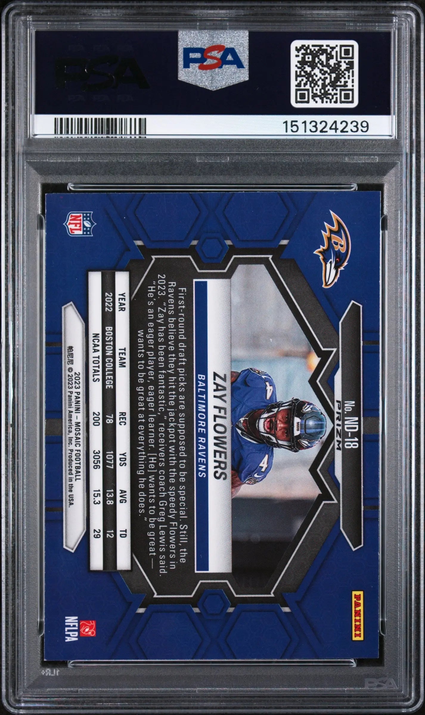 2023 Panini Mosaic NFL Debut Rookie Zay Flowers Genesis RC PSA 9 