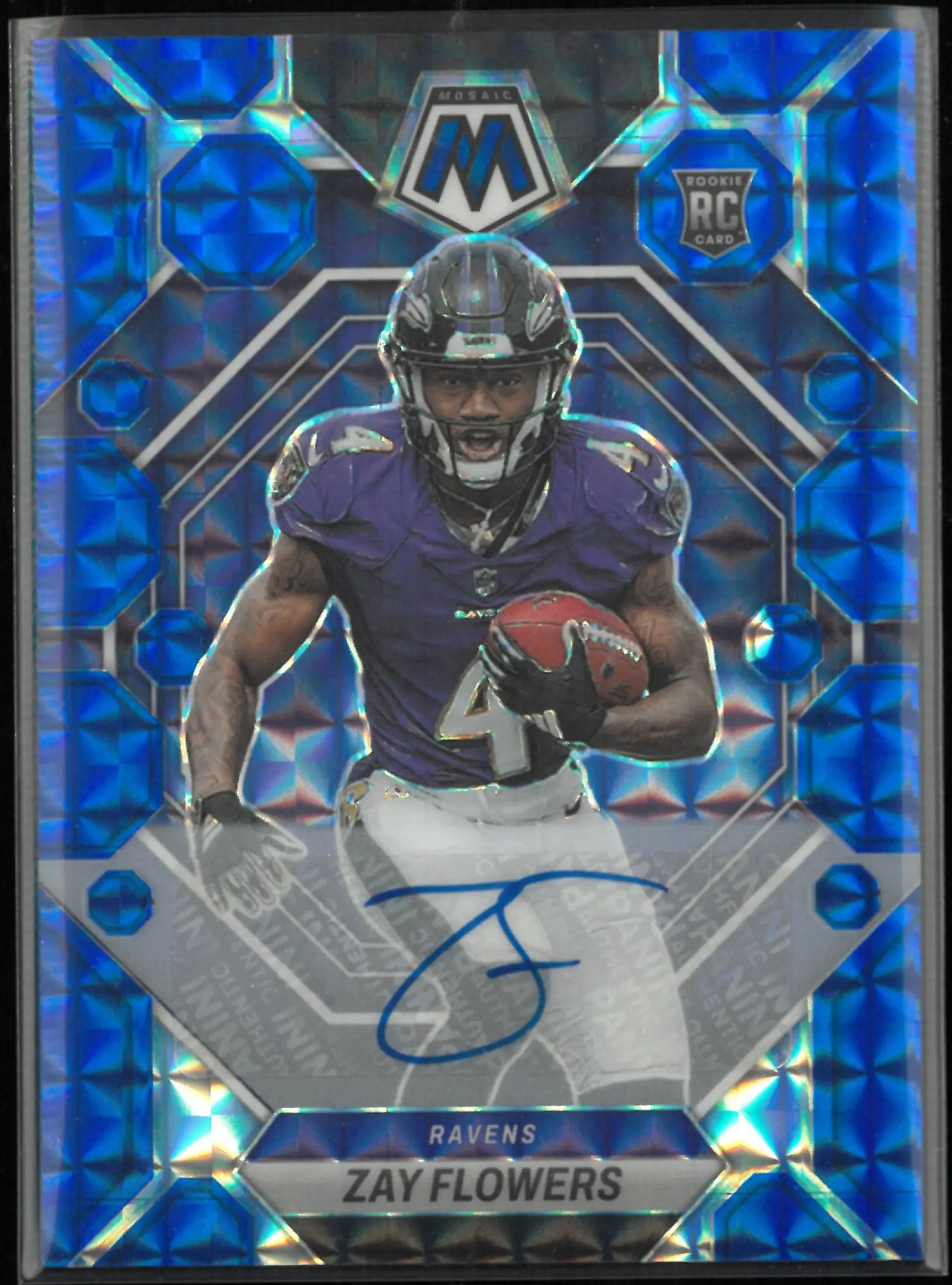 2023 Panini Mosaic Rookie Autograph Zay Flowers Blue Auto /99 RC 