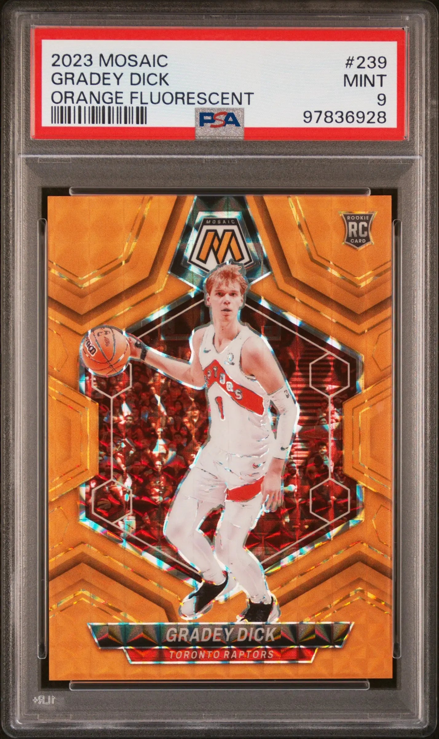 2023 Panini Mosaic Rookie Gradey Dick  Orange Fluorescent /25 RC PSA 9 