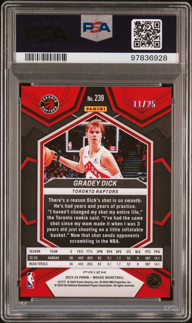 2023 Panini Mosaic Rookie Gradey Dick  Orange Fluorescent /25 RC PSA 9 