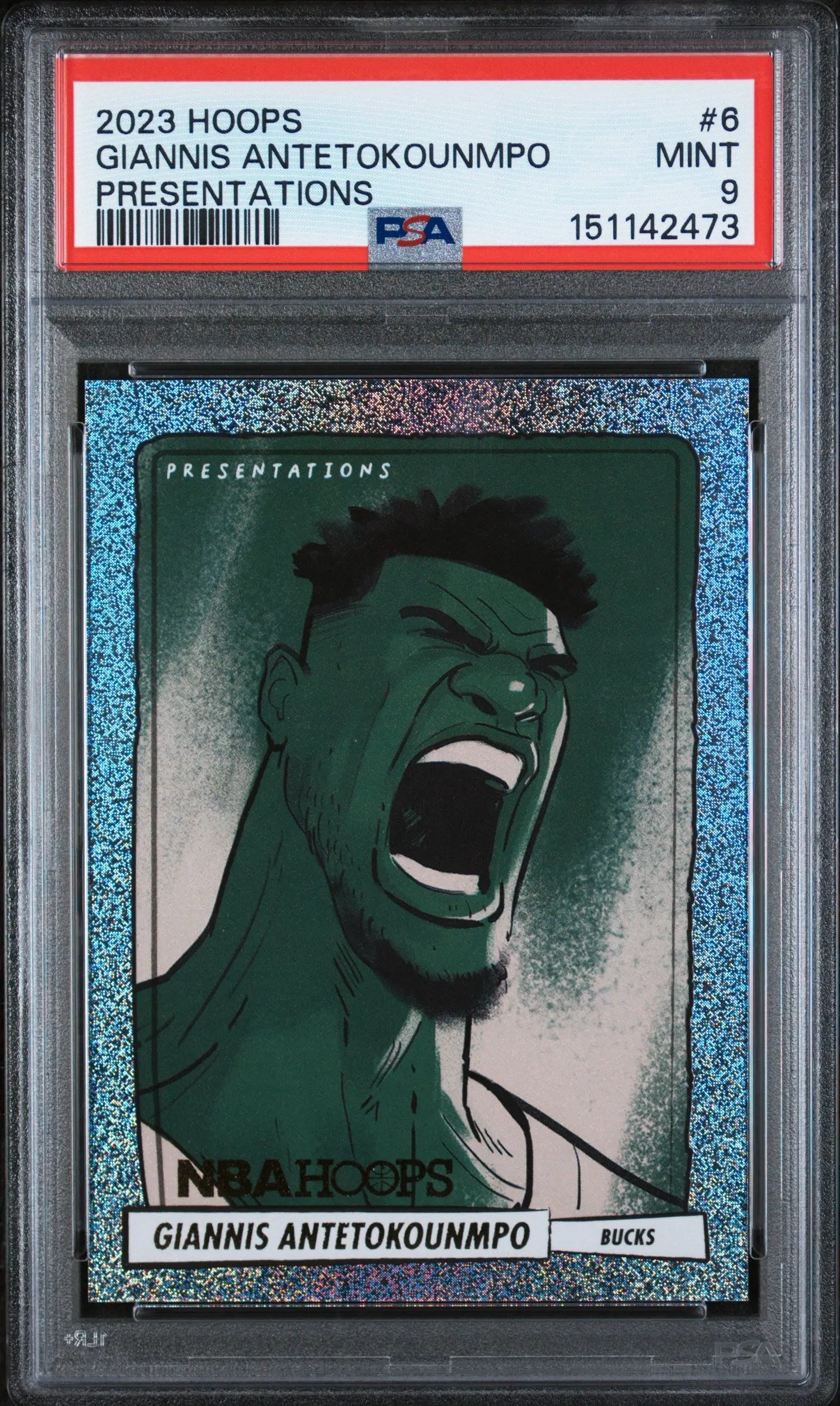 2023 Panini NBA Hoops Presentations Giannis Antetokounmpo PSA 9 